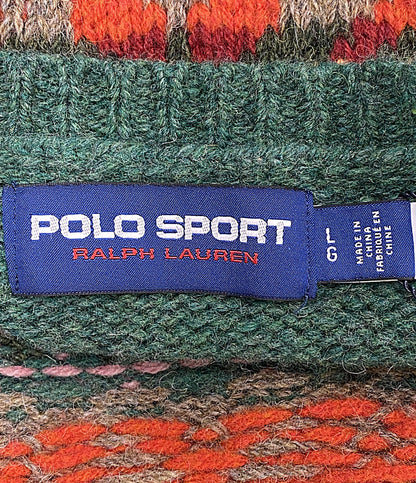 美品 POLO SPORTS RALPH LAUREN ニット FAIR ISLE WOOL SWEATER GREEN メンズ SIZE L ポロスポーツ