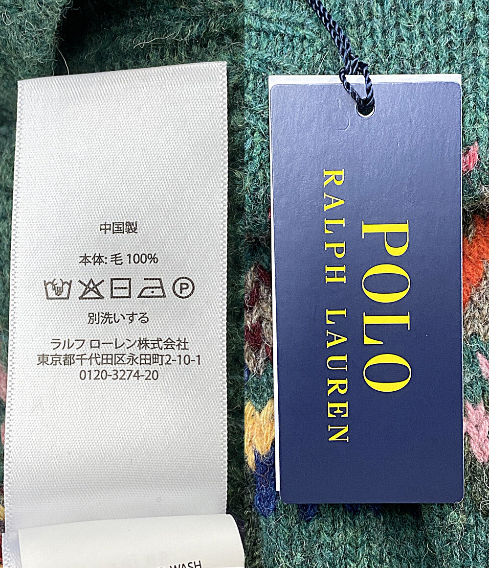 美品 POLO SPORTS RALPH LAUREN ニット FAIR ISLE WOOL SWEATER GREEN メンズ SIZE L ポロスポーツ
