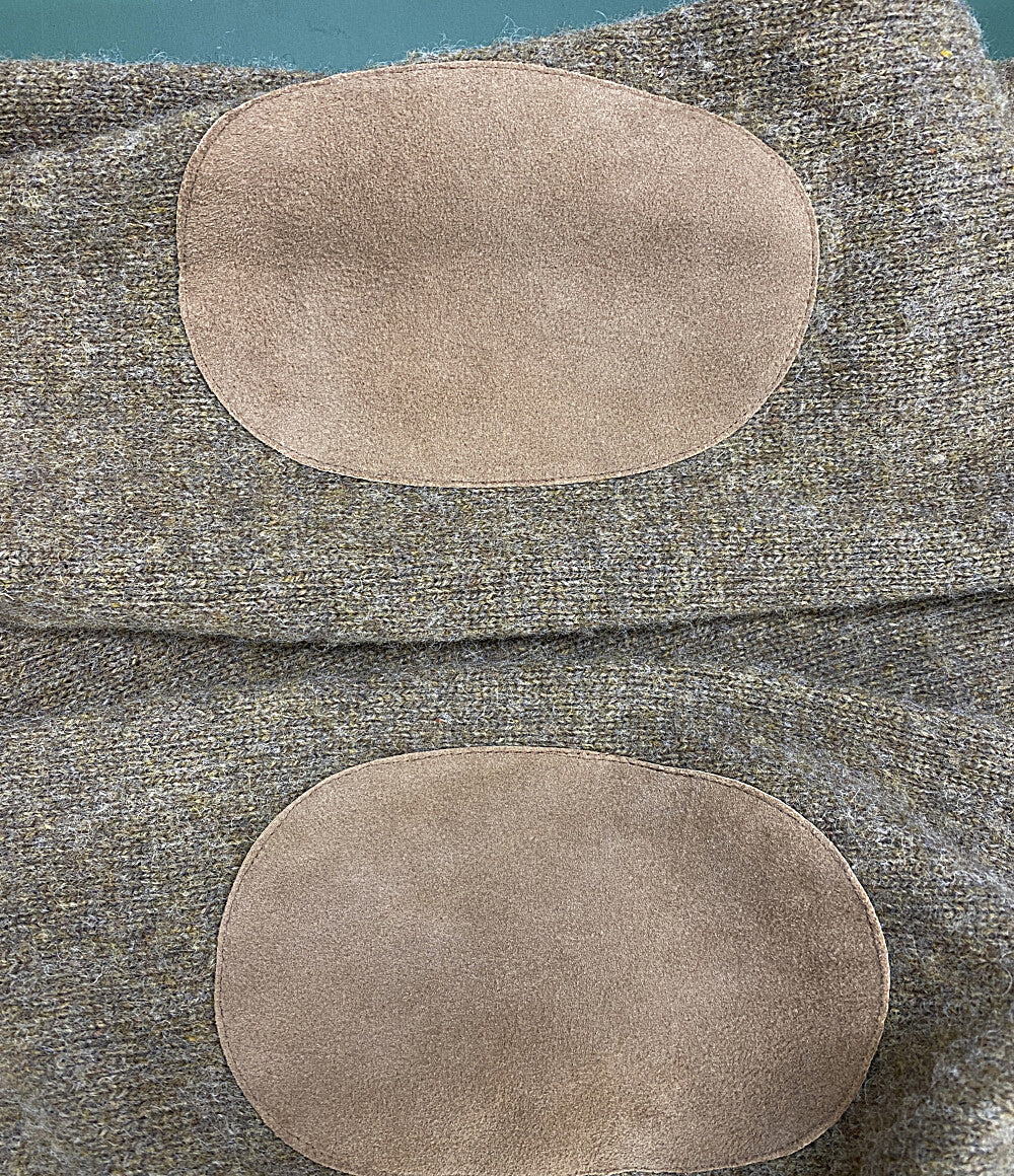 美品 POLO RALPH LAUREN ニット SUEDE PATCH WOOL CREWNECK BROWN 710A30044001 メンズ SIZE L ポロ・ラルフローレン