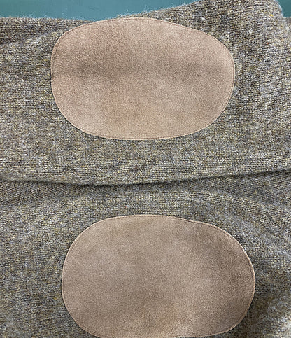 美品 POLO RALPH LAUREN ニット SUEDE PATCH WOOL CREWNECK BROWN 710A30044001 メンズ SIZE L ポロ・ラルフローレン