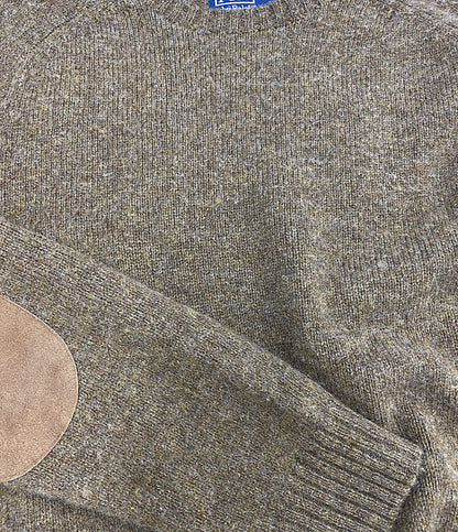 美品 POLO RALPH LAUREN ニット SUEDE PATCH WOOL CREWNECK BROWN 710A30044001 メンズ SIZE L ポロ・ラルフローレン