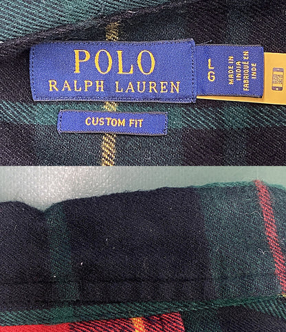POLO RALPH LAUREN 長袖シャツ パッチワーク ネル ワーク チンスト トリプルステッチ メンズ SIZE L ポロ・ラルフローレン