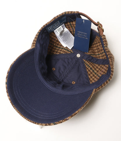 美品 POLO RALPH LAUREN キャップ CP-93 ロングビル ツイード チェック メンズ SIZE ONE ポロ・ラルフローレン