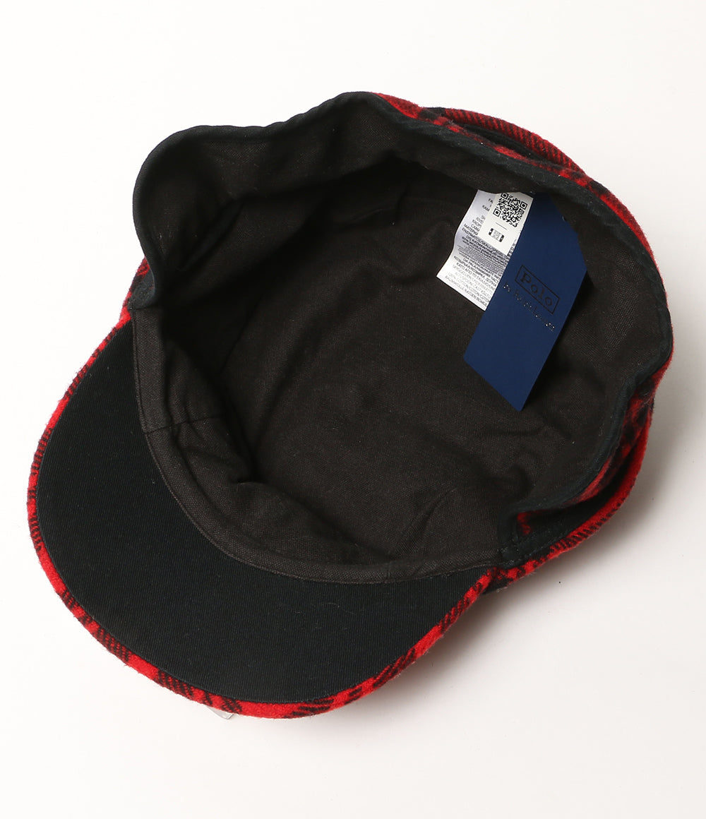 POLO RALPH LAUREN キャップ チェック PLAID WOOL BLEND EARFLAP CAP RED メンズ SIZE X-XL ポロ・ラルフローレン