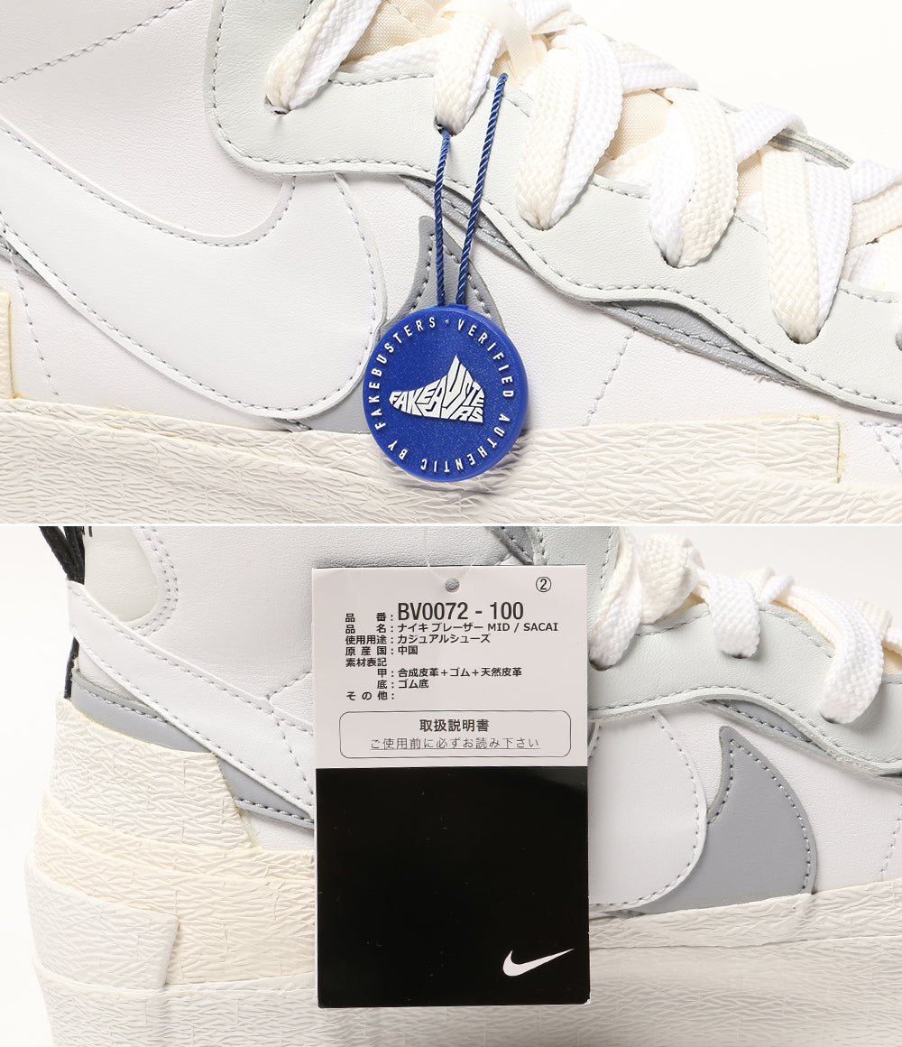 美品 NIKE×sacai サカイ スニーカー Blazer Mid ホワイト BV0072-100 メンズ SIZE 29.5cm ナイキ