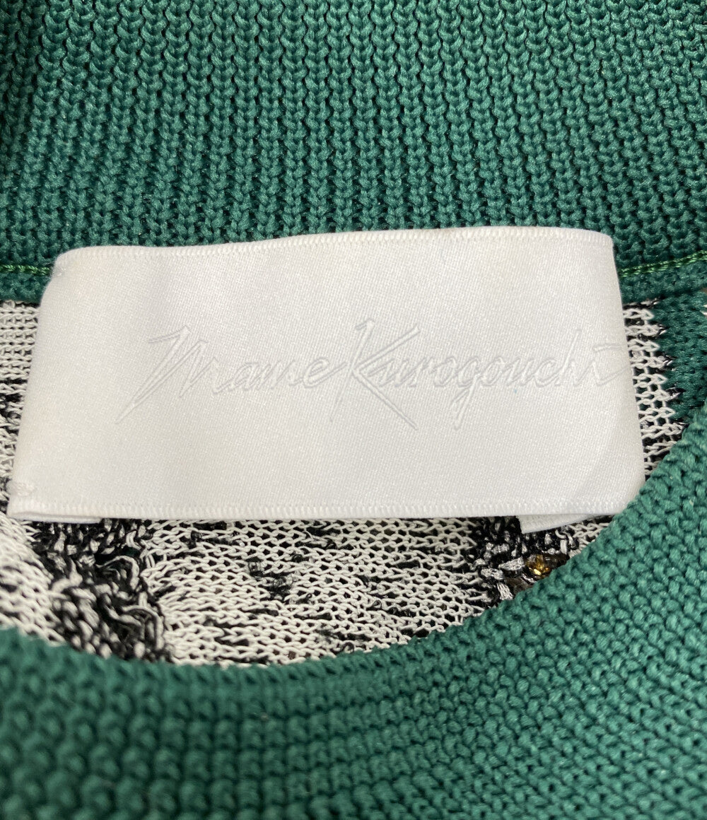 美品 Mame Kurogouchi ノースリーブニット Knit Stripe MM20SS-KN033 グリーン レディース SIZE 2 マメクロゴウチ
