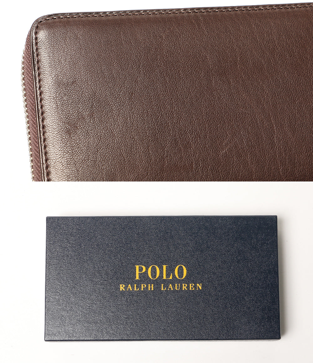 POLO RALPH LAUREN 長財布 ラウンドファスナー レザー ブラウン メンズ ポロ・ラルフローレン