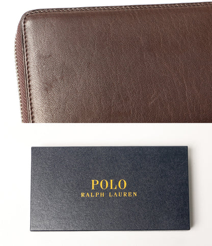 POLO RALPH LAUREN 長財布 ラウンドファスナー レザー ブラウン メンズ ポロ・ラルフローレン