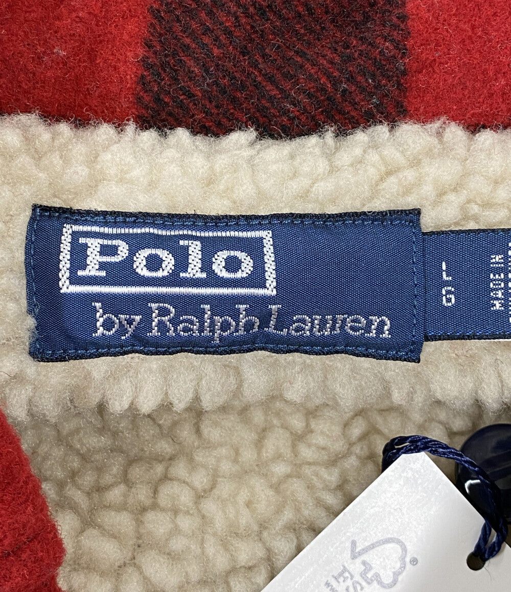 POLO RALPH LAUREN ウール バッファローチェック 裏ボア シャツ ジャケット メンズ SIZE L ポロ・ラルフローレン