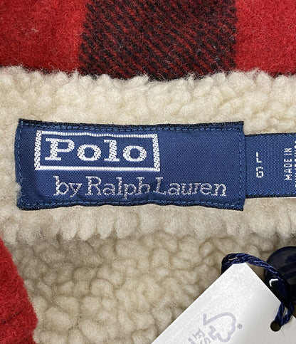 POLO RALPH LAUREN ウール バッファローチェック 裏ボア シャツ ジャケット メンズ SIZE L ポロ・ラルフローレン