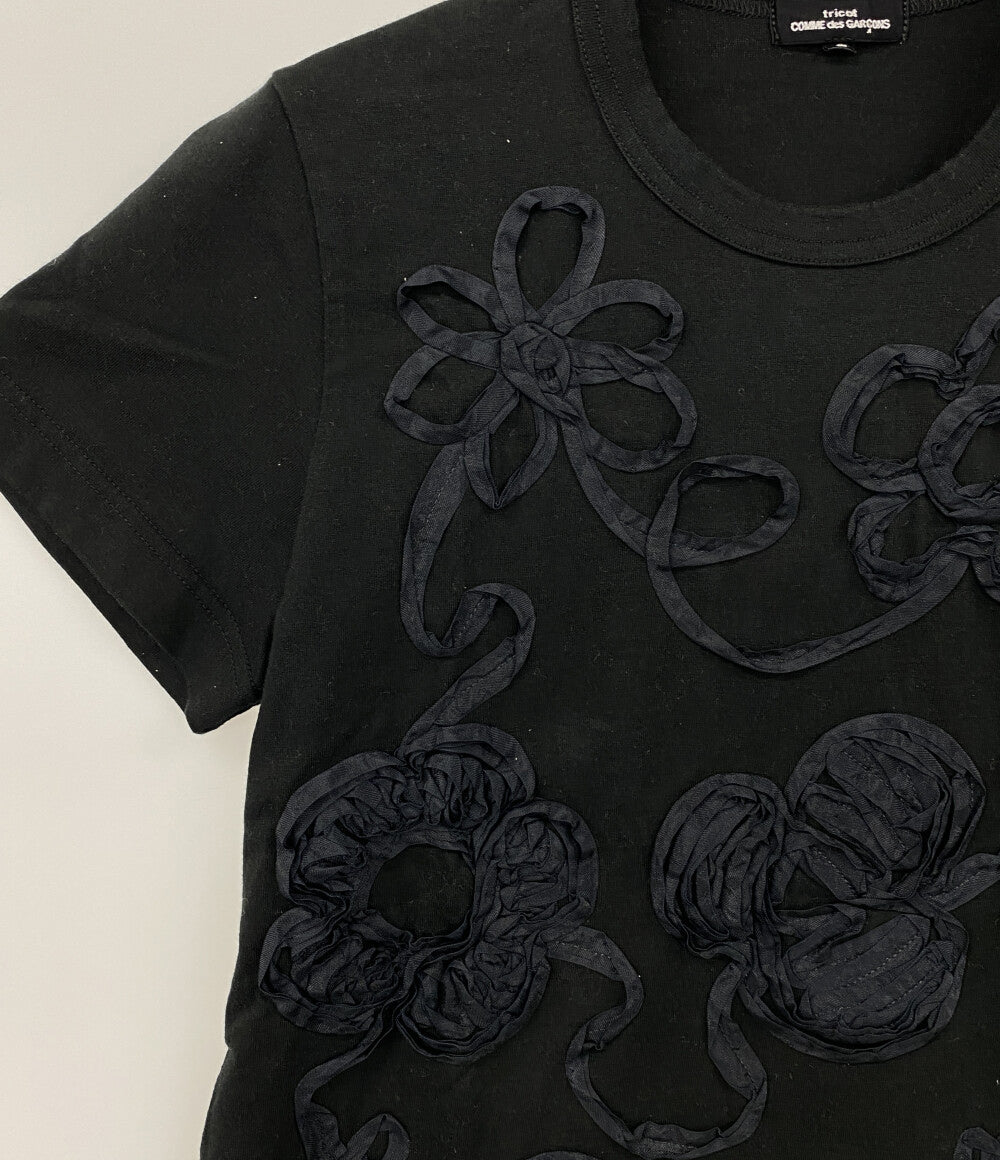 tricot COMME des GARCONS 半袖Ｔシャツ リボン BLACK TE-T023 レディース SIZE S トリココムデギャルソン