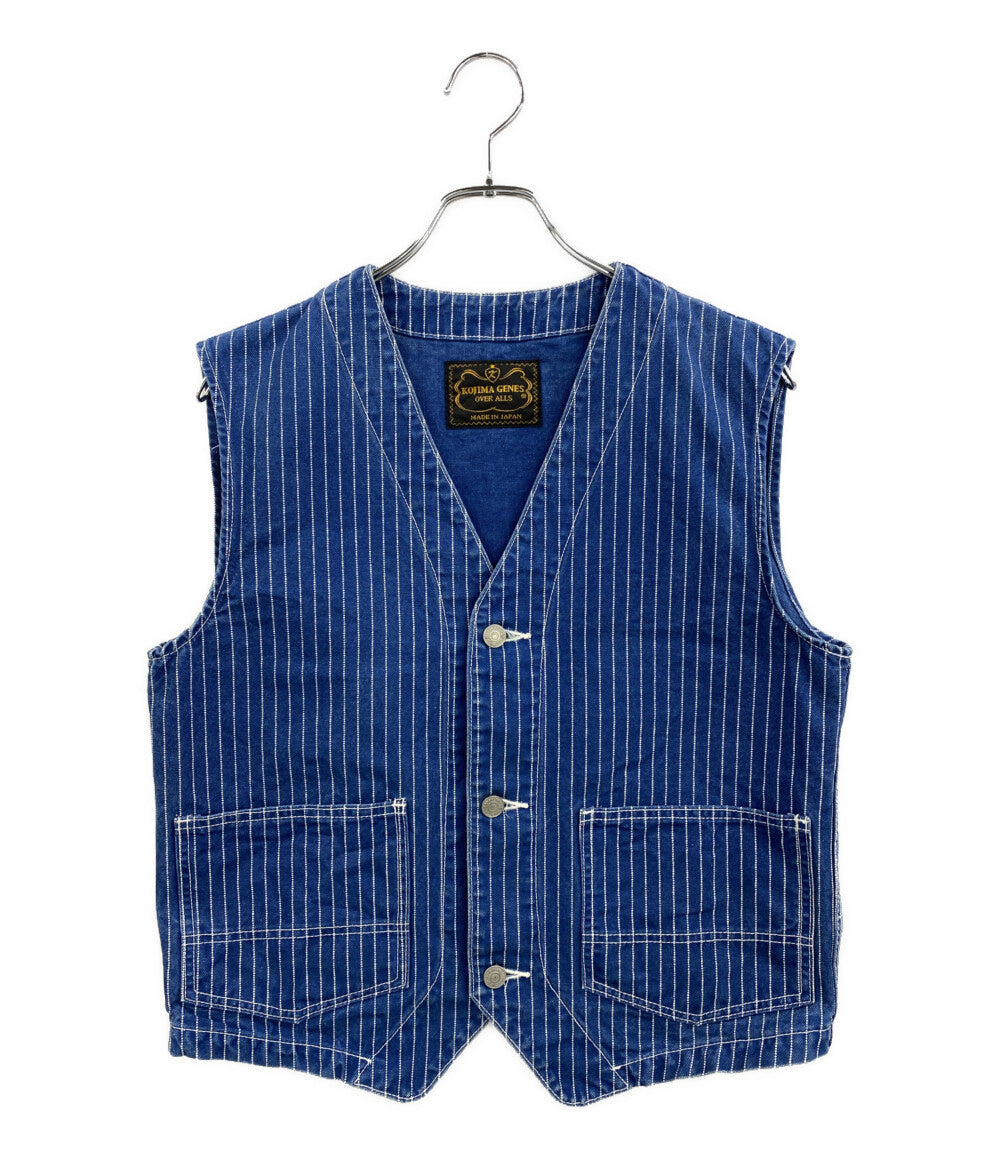 KOJIMA GENES コジマジーンズ ベスト ウォバッシュストライプ BLUE メンズ SIZE M