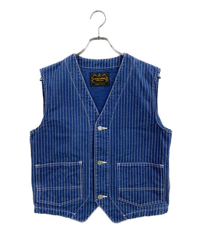 KOJIMA GENES コジマジーンズ ベスト ウォバッシュストライプ BLUE メンズ SIZE M