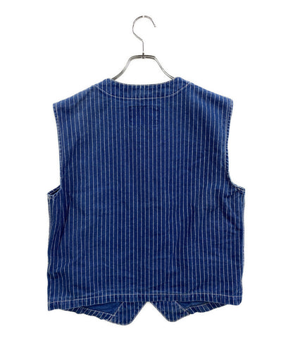 KOJIMA GENES コジマジーンズ ベスト ウォバッシュストライプ BLUE メンズ SIZE M