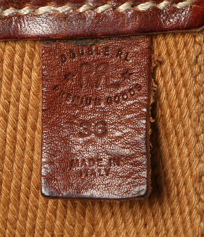 RRL RALPH LAUREN イタリア製 キャンバス×レザー ダブルリングベルト ブラウン メンズ SIZE 36 ダブルアールエル