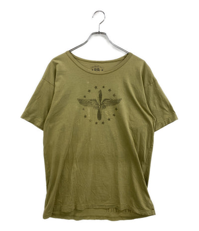 RRL RALPH LAUREN 半袖Ｔシャツ ガーメントダイ プリントTシャツ オリーブ メンズ SIZE L ダブルアールエル