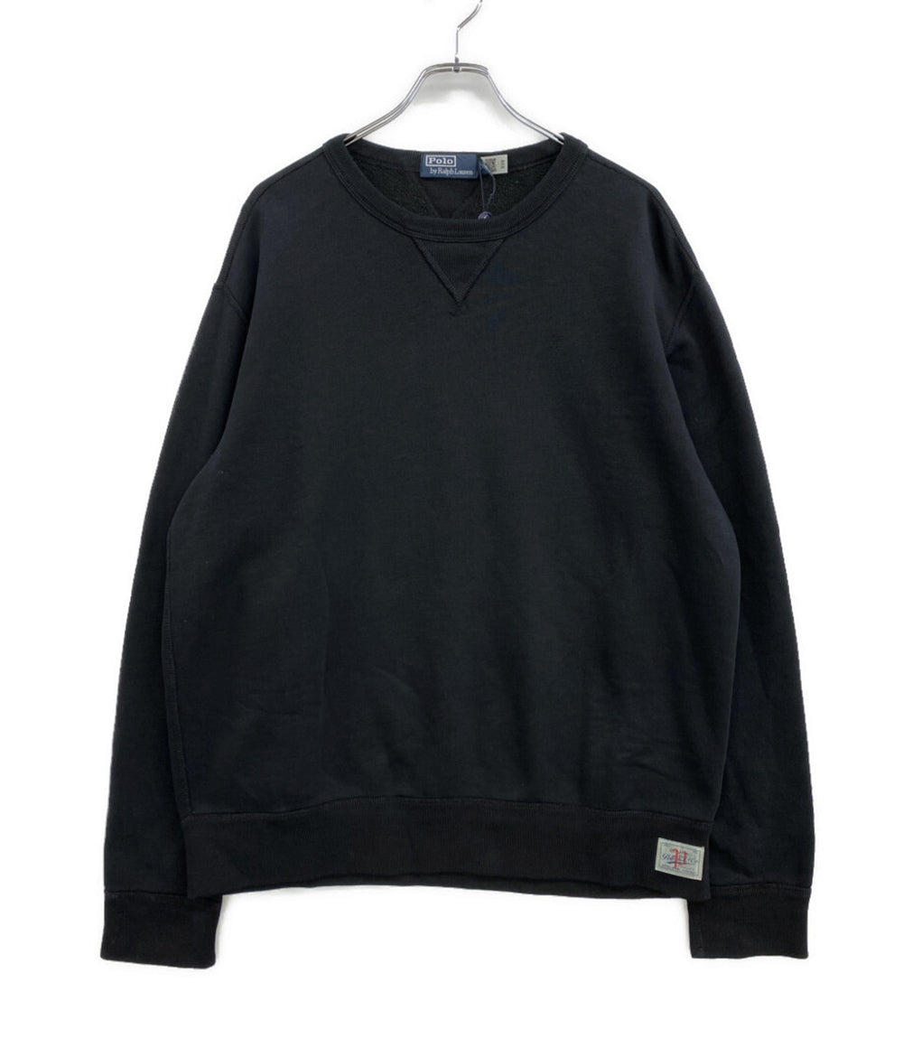 美品 POLO RALPH LAUREN スウェット 両Vガゼット フレンチテリー ブラック メンズ SIZE L ポロ・ラルフローレン