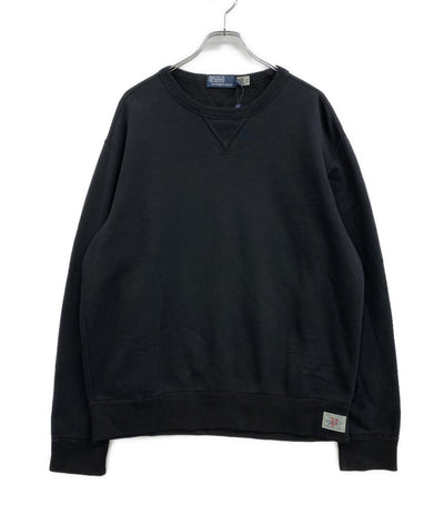 美品 POLO RALPH LAUREN スウェット 両Vガゼット フレンチテリー ブラック メンズ SIZE L ポロ・ラルフローレン