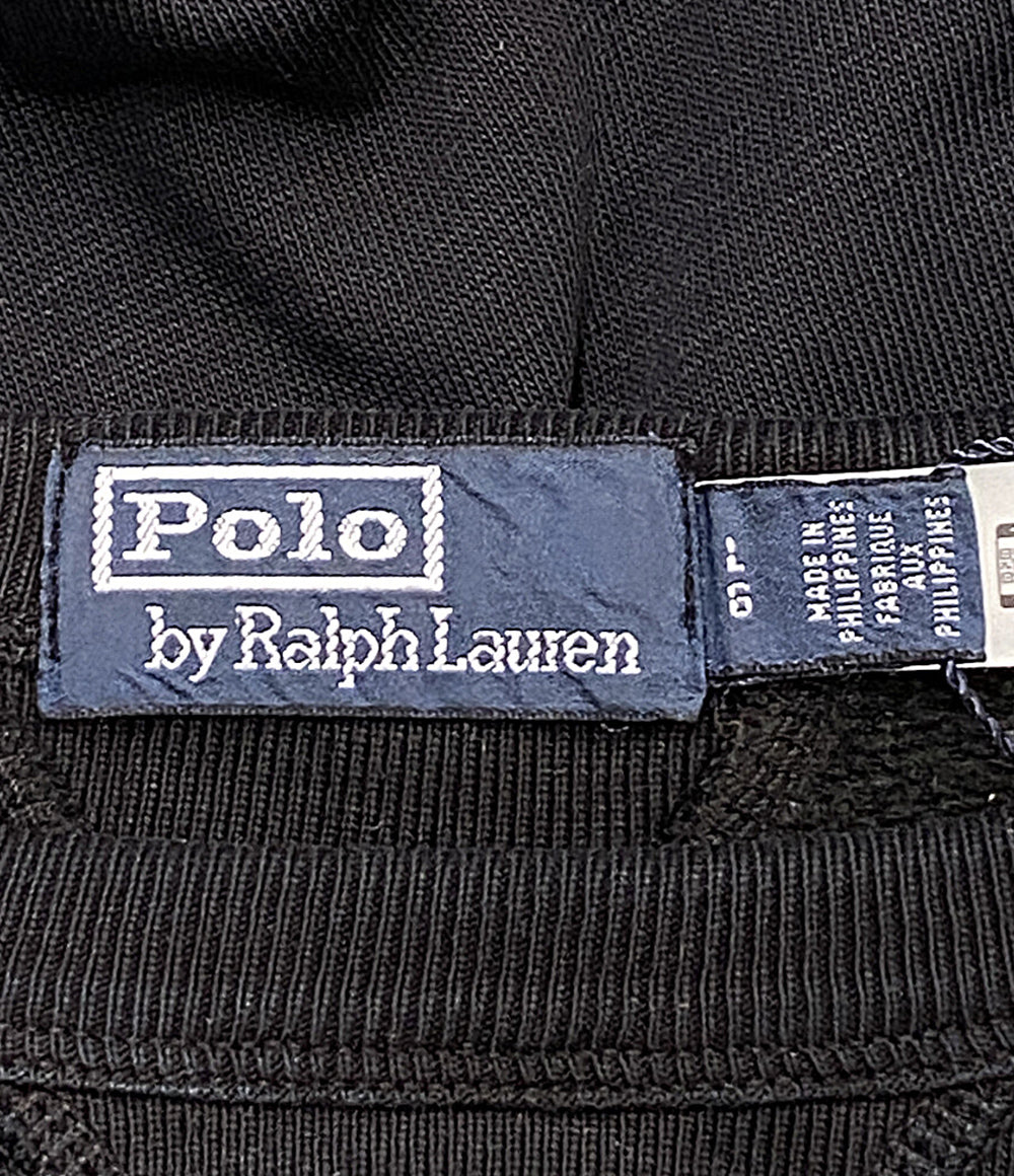 美品 POLO RALPH LAUREN スウェット 両Vガゼット フレンチテリー ブラック メンズ SIZE L ポロ・ラルフローレン