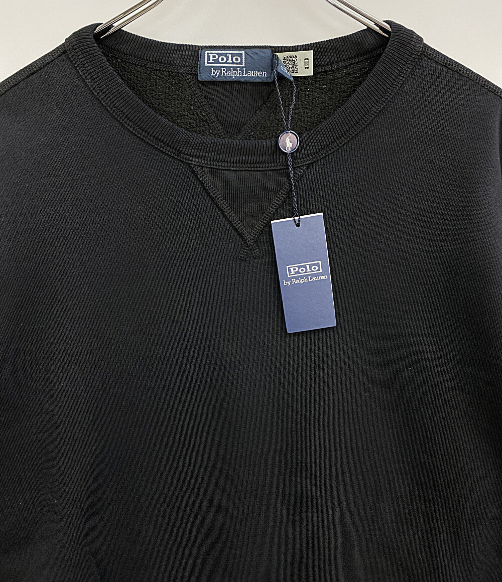 美品 POLO RALPH LAUREN スウェット 両Vガゼット フレンチテリー ブラック メンズ SIZE L ポロ・ラルフローレン