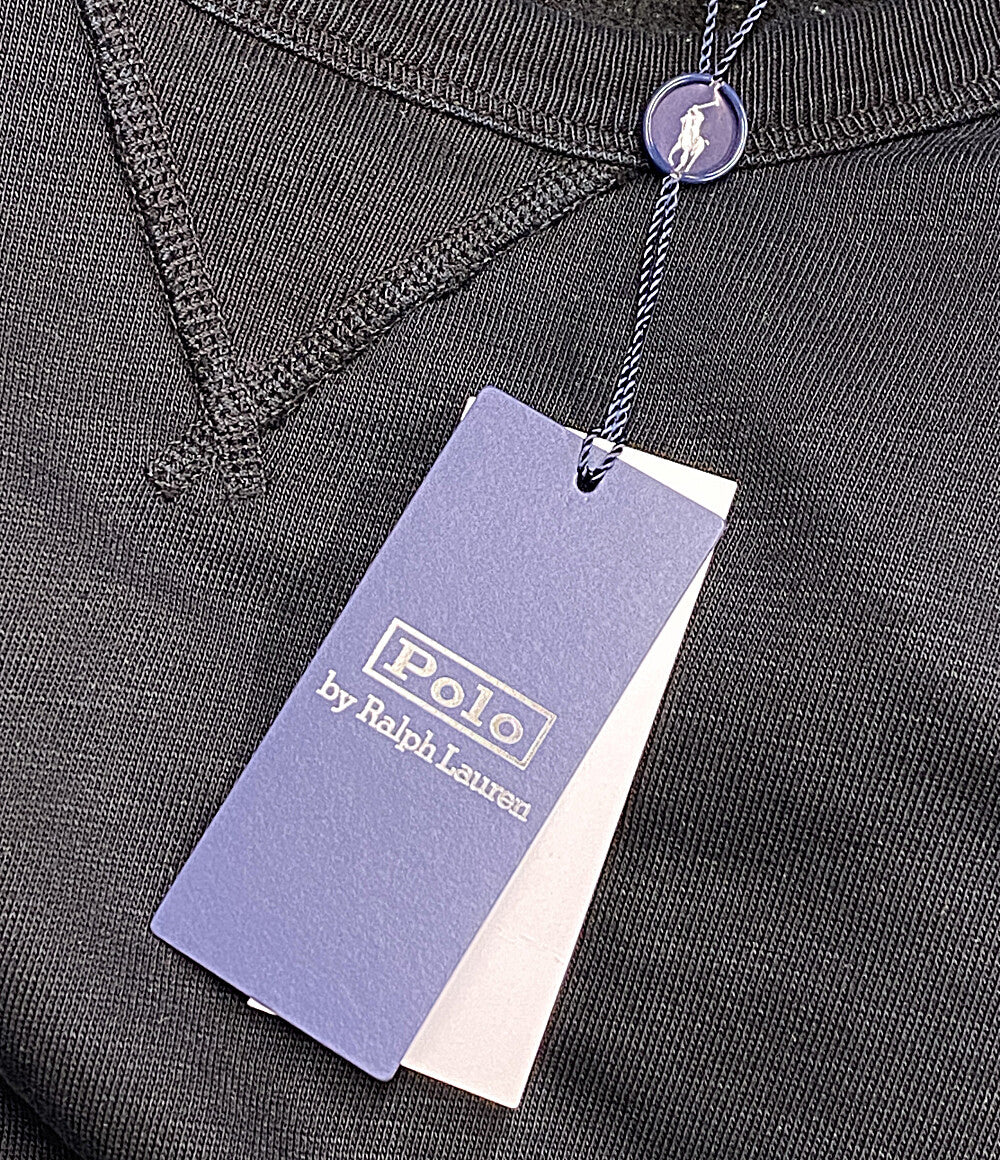 美品 POLO RALPH LAUREN スウェット 両Vガゼット フレンチテリー ブラック メンズ SIZE L ポロ・ラルフローレン