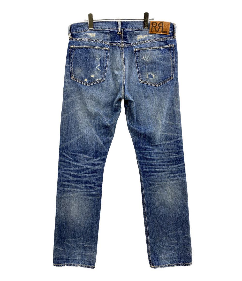 RRL RALPH LAUREN デニムパンツ リペアダメージ加工 SLIM FIT セルビッチ メンズ SIZE 34x32 ダブルアールエル