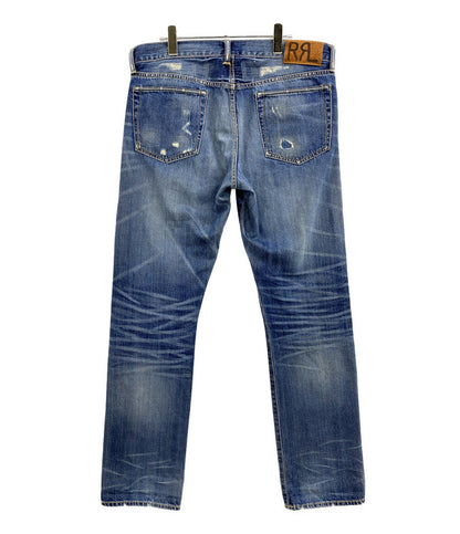 RRL RALPH LAUREN デニムパンツ リペアダメージ加工 SLIM FIT セルビッチ メンズ SIZE 34x32 ダブルアールエル