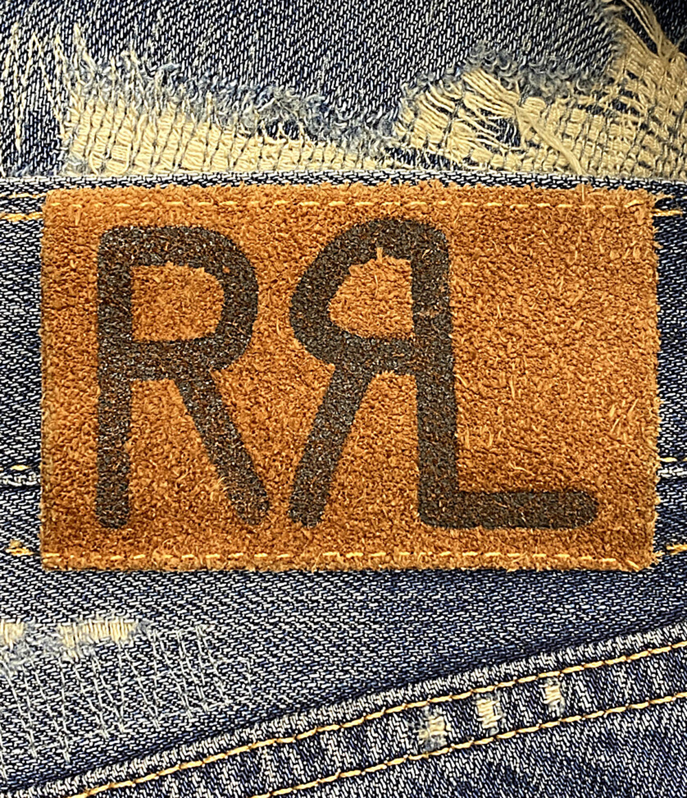 RRL RALPH LAUREN デニムパンツ リペアダメージ加工 SLIM FIT セルビッチ メンズ SIZE 34x32 ダブルアールエル