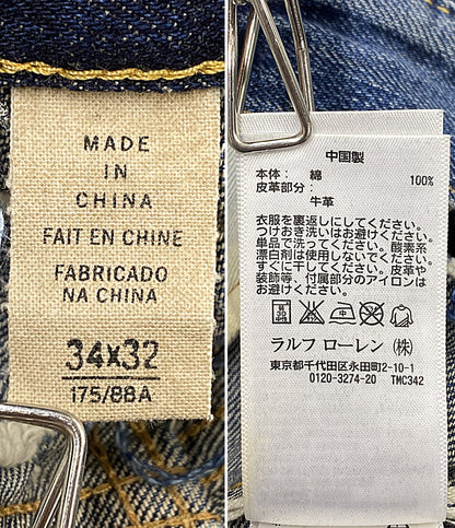 RRL RALPH LAUREN デニムパンツ リペアダメージ加工 SLIM FIT セルビッチ メンズ SIZE 34x32 ダブルアールエル