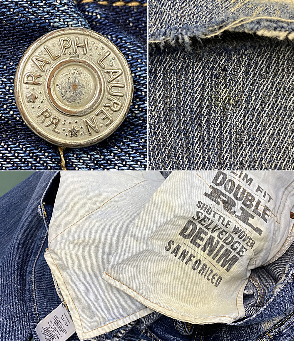 RRL RALPH LAUREN デニムパンツ リペアダメージ加工 SLIM FIT セルビッチ メンズ SIZE 34x32 ダブルアールエル