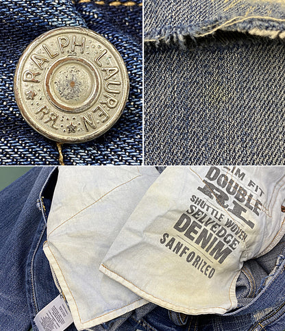 RRL RALPH LAUREN デニムパンツ リペアダメージ加工 SLIM FIT セルビッチ メンズ SIZE 34x32 ダブルアールエル