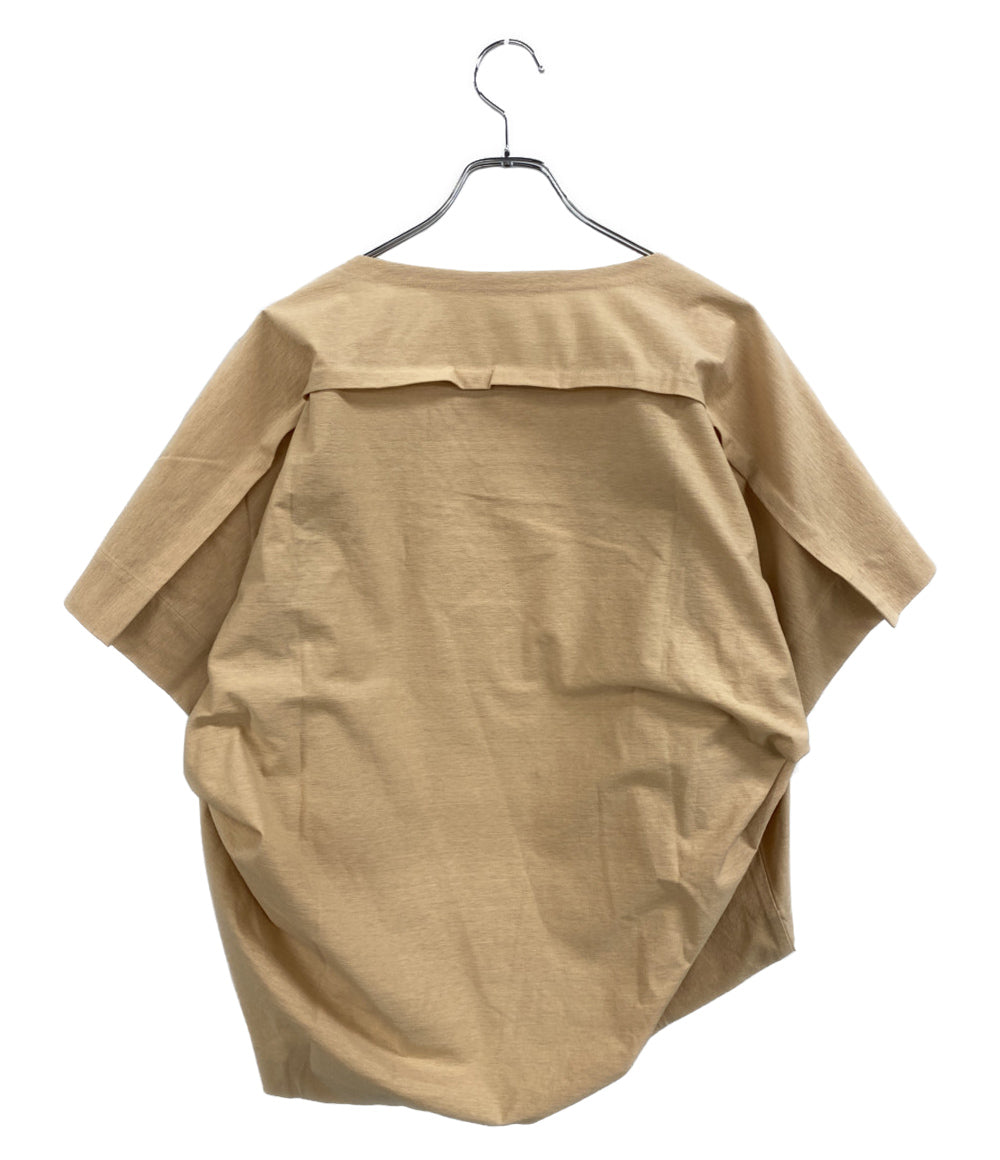 美品 ISSEY MIYAKE 半袖シャツ スモック ベージュ IM92JK510 レディース SIZE 2 イッセイミヤケ