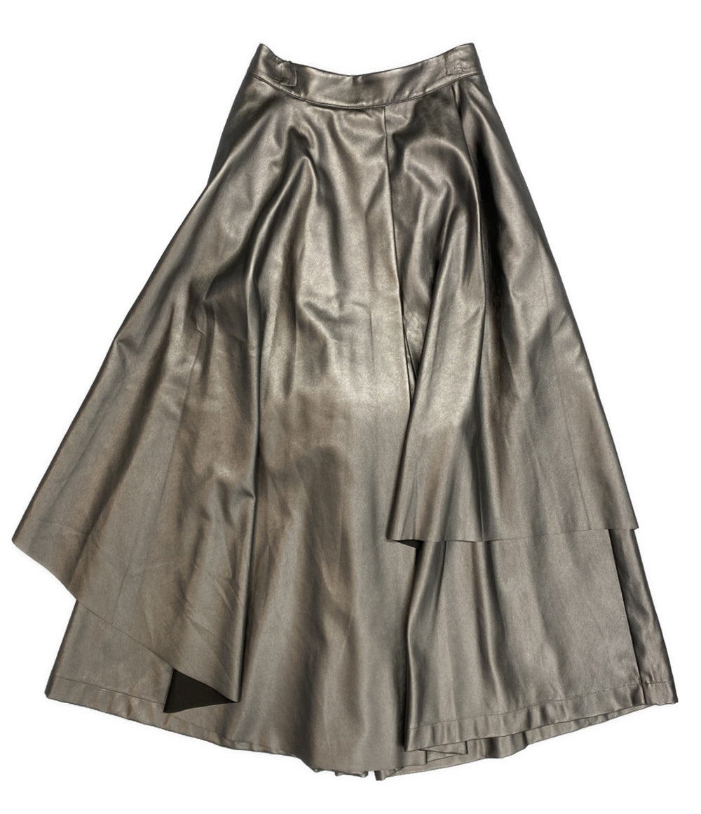 UN3D パンツ FAKE LEATHER ASYMME LAYERED PT 522450702301-01 レディース SIZE 38 アンスリード