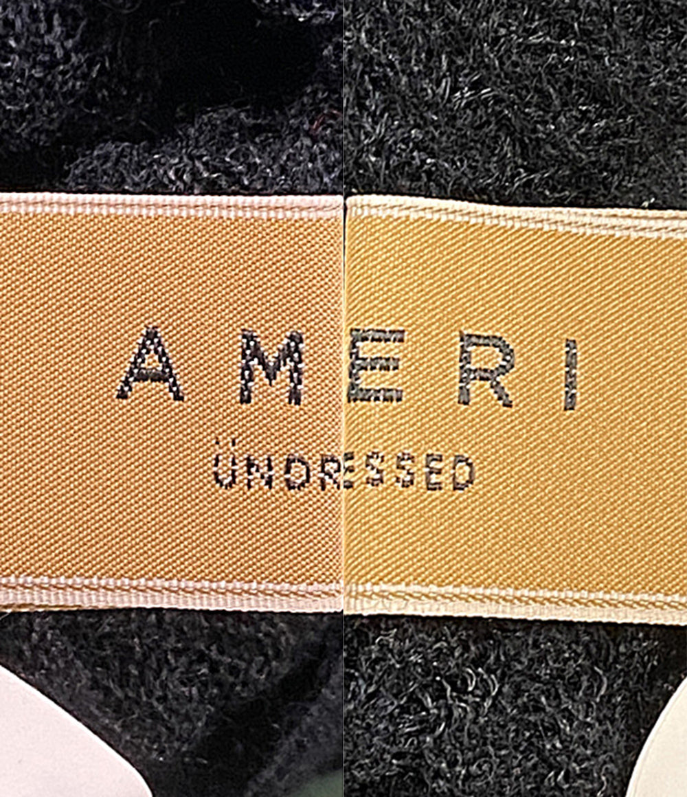 美品 AMERI 長袖ワンピース UND CROSS NECK CROCHET KNIT DRESS 02320520670 レディース SIZE S アメリ