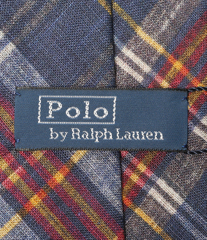 美品 POLO RALPH LAUREN ネクタイ エクエステリアン チェック リネン メンズ ポロ・ラルフローレン