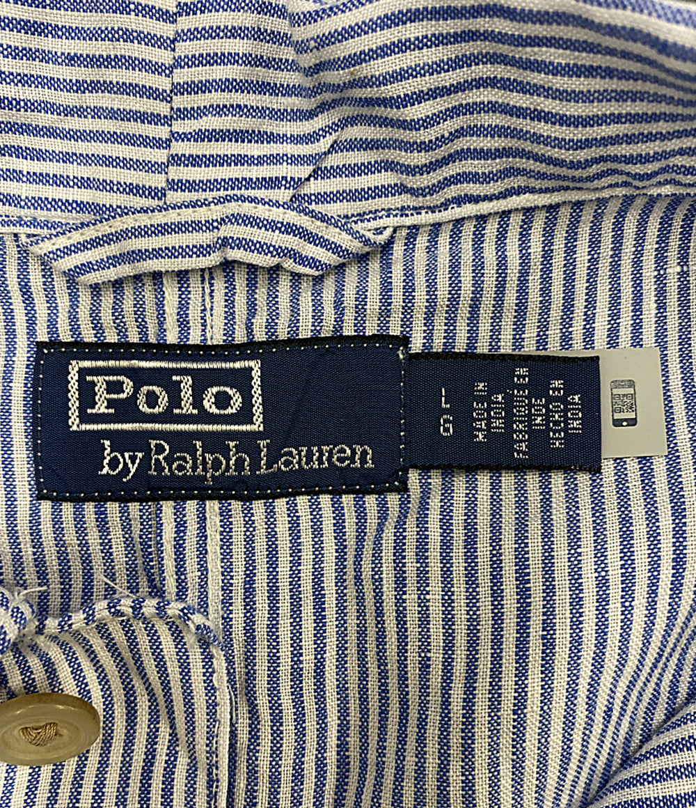 美品 POLO RALPH LAUREN 26SS リネン ユーティリティー オーバーシャツ カバナ ブルー メンズ SIZE L ポロ・ラルフローレン