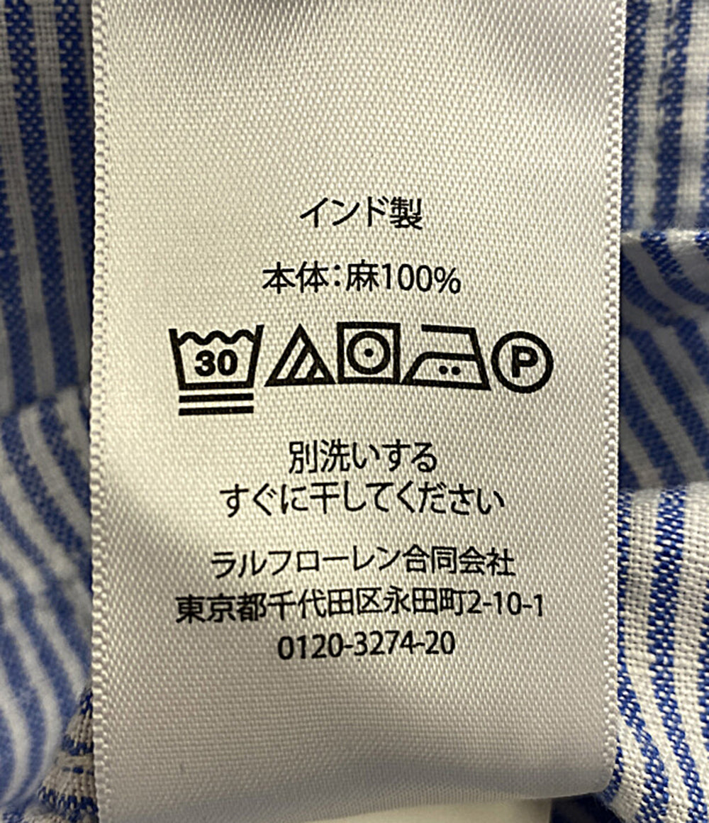 美品 POLO RALPH LAUREN 26SS リネン ユーティリティー オーバーシャツ カバナ ブルー メンズ SIZE L ポロ・ラルフローレン