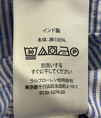 美品 POLO RALPH LAUREN 26SS リネン ユーティリティー オーバーシャツ カバナ ブルー メンズ SIZE L ポロ・ラルフローレン