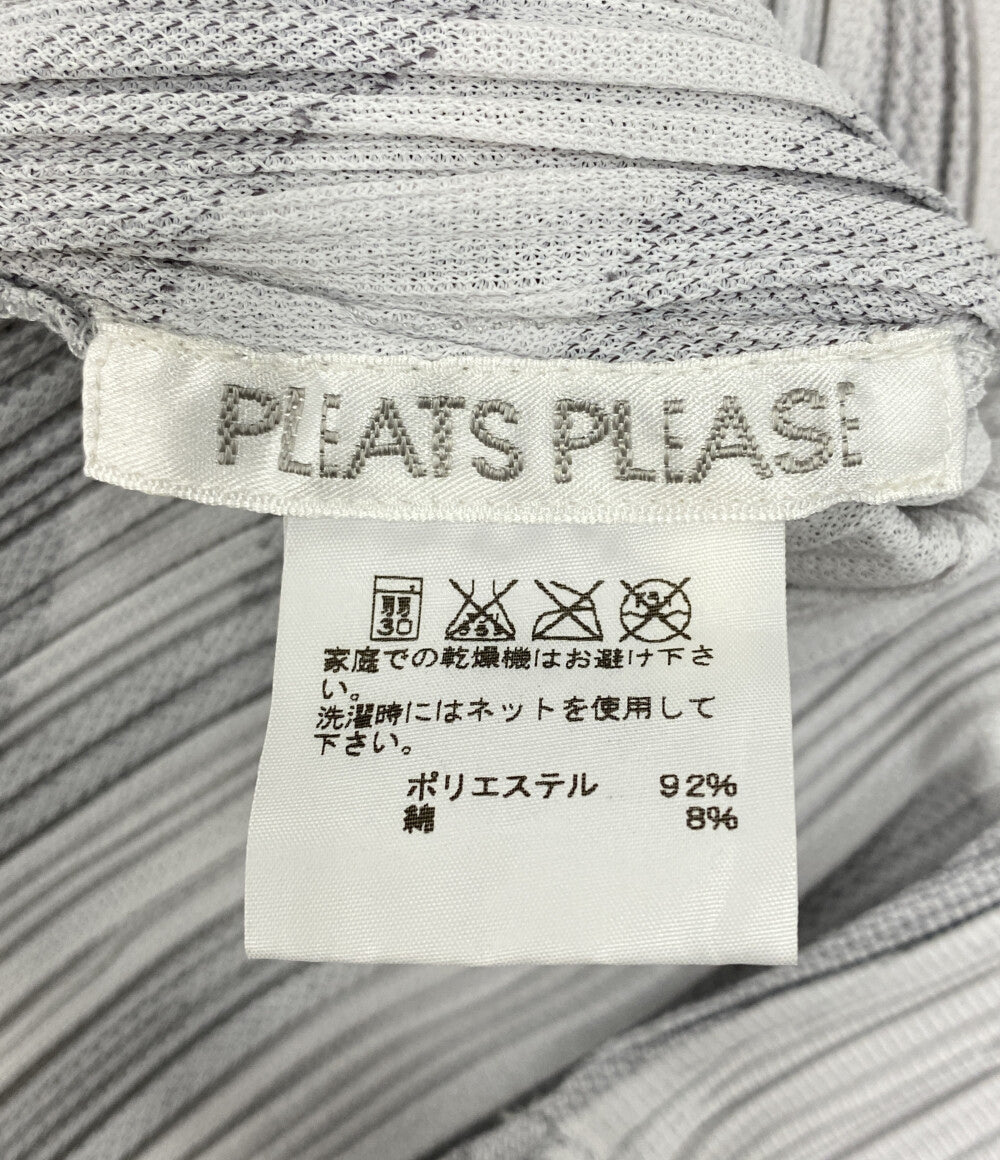 美品 PLEATS PLEASE ノースリーブワンピース 幾何学 ホワイト系 PP43-JH644 レディース SIZE 4 プリーツプリーズ