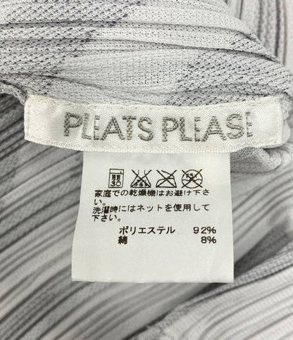 美品 PLEATS PLEASE ノースリーブワンピース 幾何学 ホワイト系 PP43-JH644 レディース SIZE 4 プリーツプリーズ