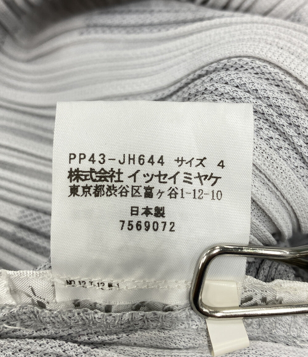 美品 PLEATS PLEASE ノースリーブワンピース 幾何学 ホワイト系 PP43-JH644 レディース SIZE 4 プリーツプリーズ