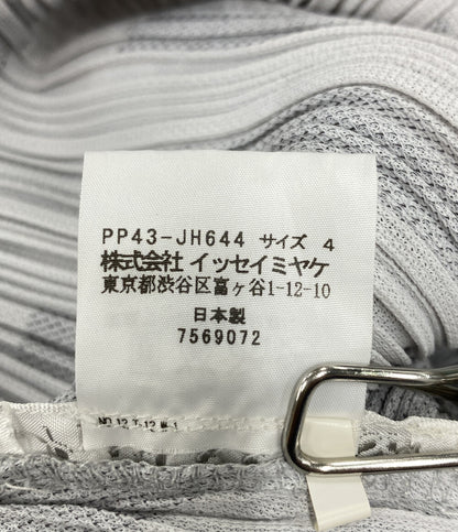美品 PLEATS PLEASE ノースリーブワンピース 幾何学 ホワイト系 PP43-JH644 レディース SIZE 4 プリーツプリーズ