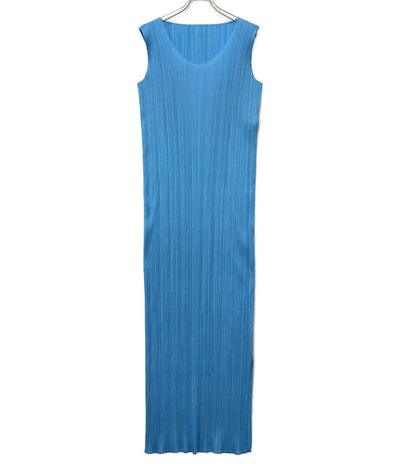 美品 PLEATS PLEASE ノースリーブワンピース ブルー PP51-JH616 レディース SIZE 5 プリーツプリーズ