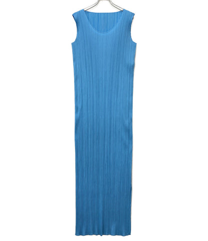 美品 PLEATS PLEASE ノースリーブワンピース ブルー PP51-JH616 レディース SIZE 5 プリーツプリーズ