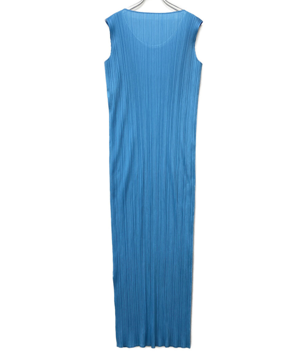 美品 PLEATS PLEASE ノースリーブワンピース ブルー PP51-JH616 レディース SIZE 5 プリーツプリーズ