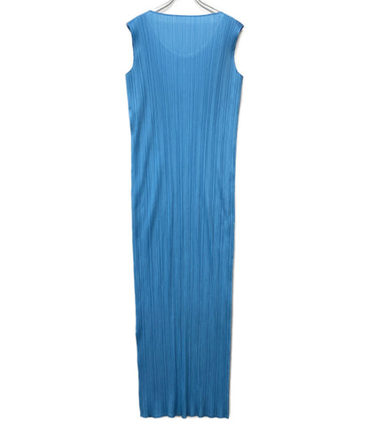 美品 PLEATS PLEASE ノースリーブワンピース ブルー PP51-JH616 レディース SIZE 5 プリーツプリーズ