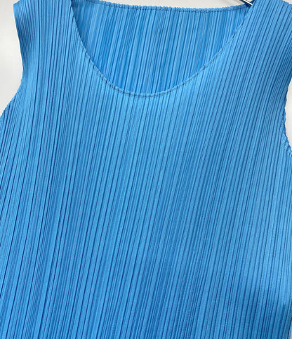 美品 PLEATS PLEASE ノースリーブワンピース ブルー PP51-JH616 レディース SIZE 5 プリーツプリーズ