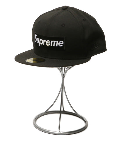 美品 NEW ERA x SUPREME シュプリーム キャップ ブラック ロゴ メンズ SIZE 59.6cm ニューエラ