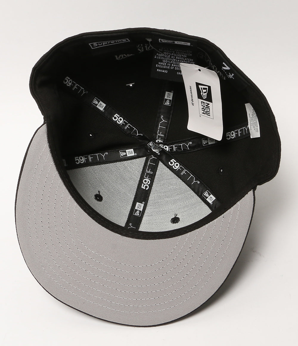 美品 NEW ERA x SUPREME シュプリーム キャップ ブラック ロゴ メンズ SIZE 59.6cm ニューエラ