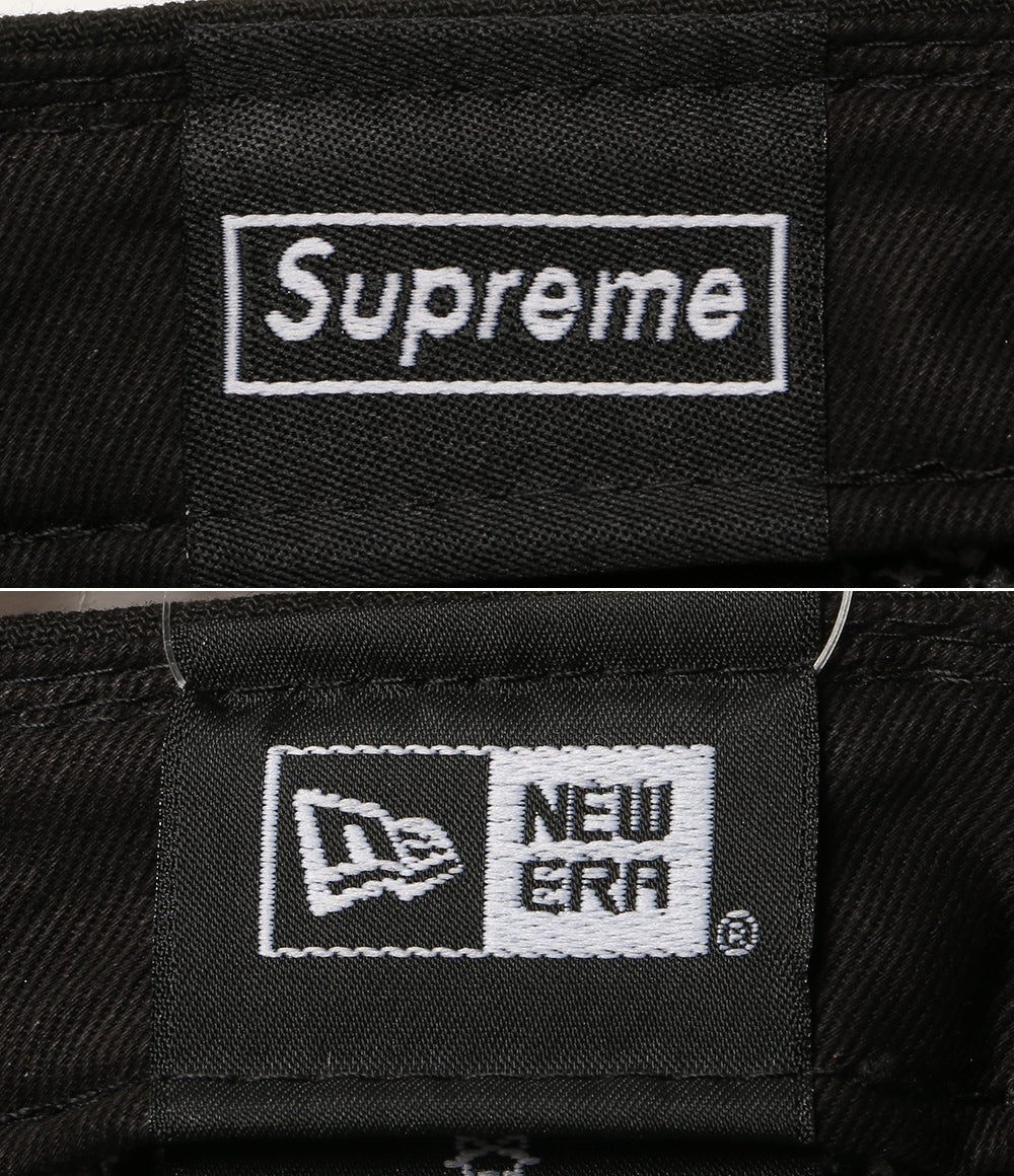 美品 NEW ERA x SUPREME シュプリーム キャップ ブラック ロゴ メンズ SIZE 59.6cm ニューエラ